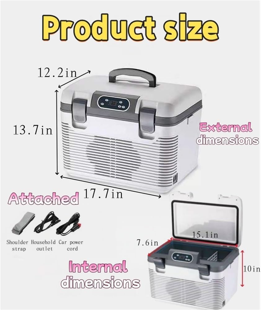 12 Volt Car Refrigerator, 20QT/19L Portable Electric Cooler/Warmer with 12 Volt DC &120V AC, -4℉-68℉ for Outdoor, Camping, RV, Truck