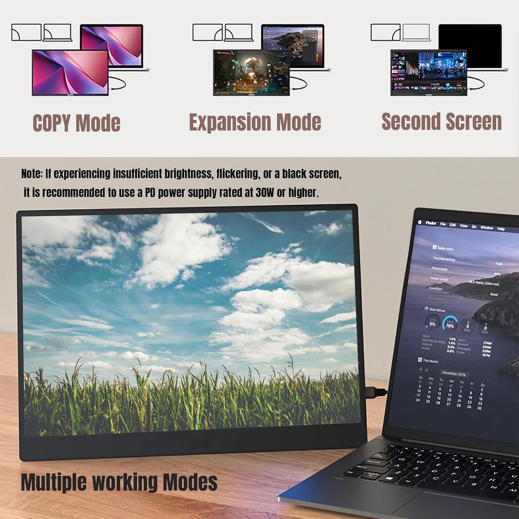 14' Portable Monitor Ultra-Slim 3000 * 2000P LTPS/ 3K HDR,Bracket Laptop Screen Extender, HDMI/Type C Port Second Screen for Laptop/PC/Mac/Phone/Xbox/PS4/Switch