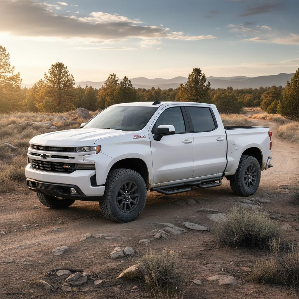 ONINE Running Boards Custom Fit 2019-2026 Chevy Silverado/GMC Sierra 1500 & 2020-2026 Chevy Silverado/GMC Sierra 2500HD/3500HD Crew Cab Side Steps Rock Silders, Tri-Step Textured Black