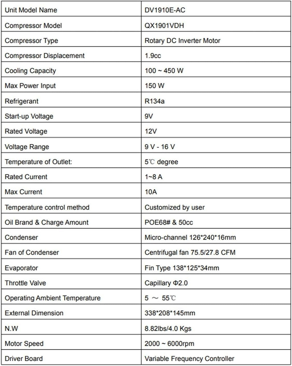 Measuring Instrument 3 in 1 12V Compact Cooling Systems with Miniature Rotary Compressor - for Electric Vehicle Chiller Water Dispenser Freezer Electronics Cooling Module DIY (12V,1.9cc)