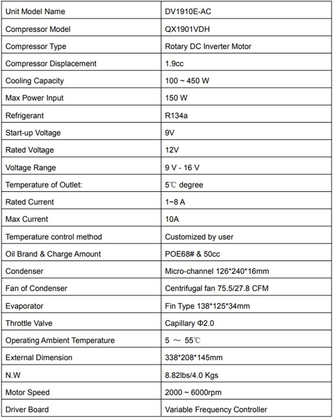 Measuring Instrument 3 in 1 12V Compact Cooling Systems with Miniature Rotary Compressor - for Electric Vehicle Chiller Water Dispenser Freezer Electronics Cooling Module DIY (12V,1.9cc)