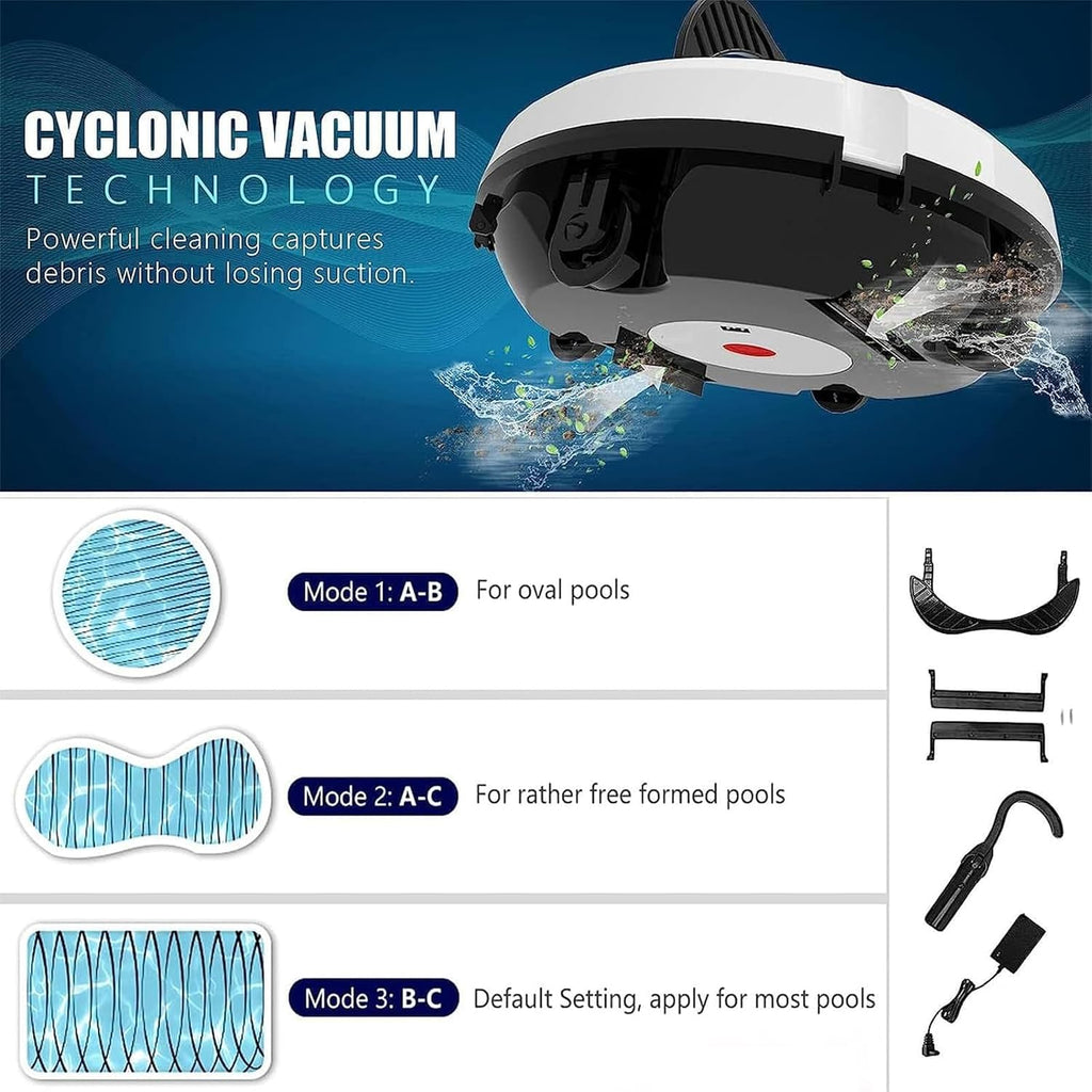 Swimming Pool Hoover,Rechargeable Automatic Pool Cleaning Robot,Wireless Intelligent Cleaning Underwater Cleaning Suction Unit
