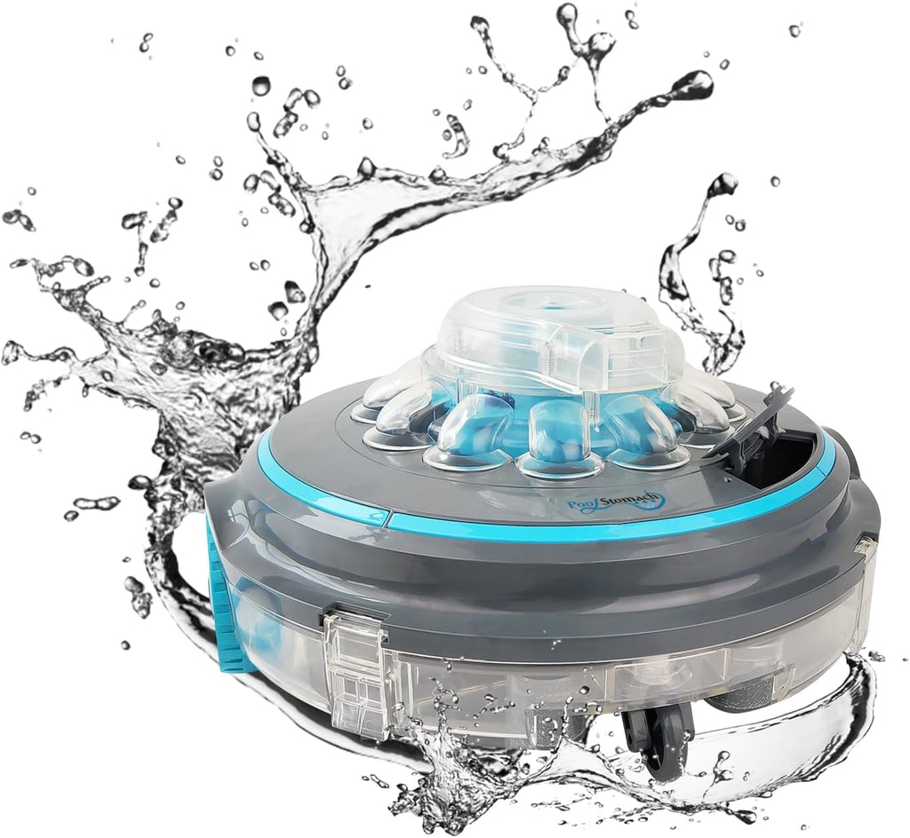 65 Cordless Robotic Pool Cleaner for Above Ground & Inground Pools, Automatic Pool Floor Vacuum with Dual Filtration, 75 Min Runtime, Transparent Design for Leaves, Sand & Debris