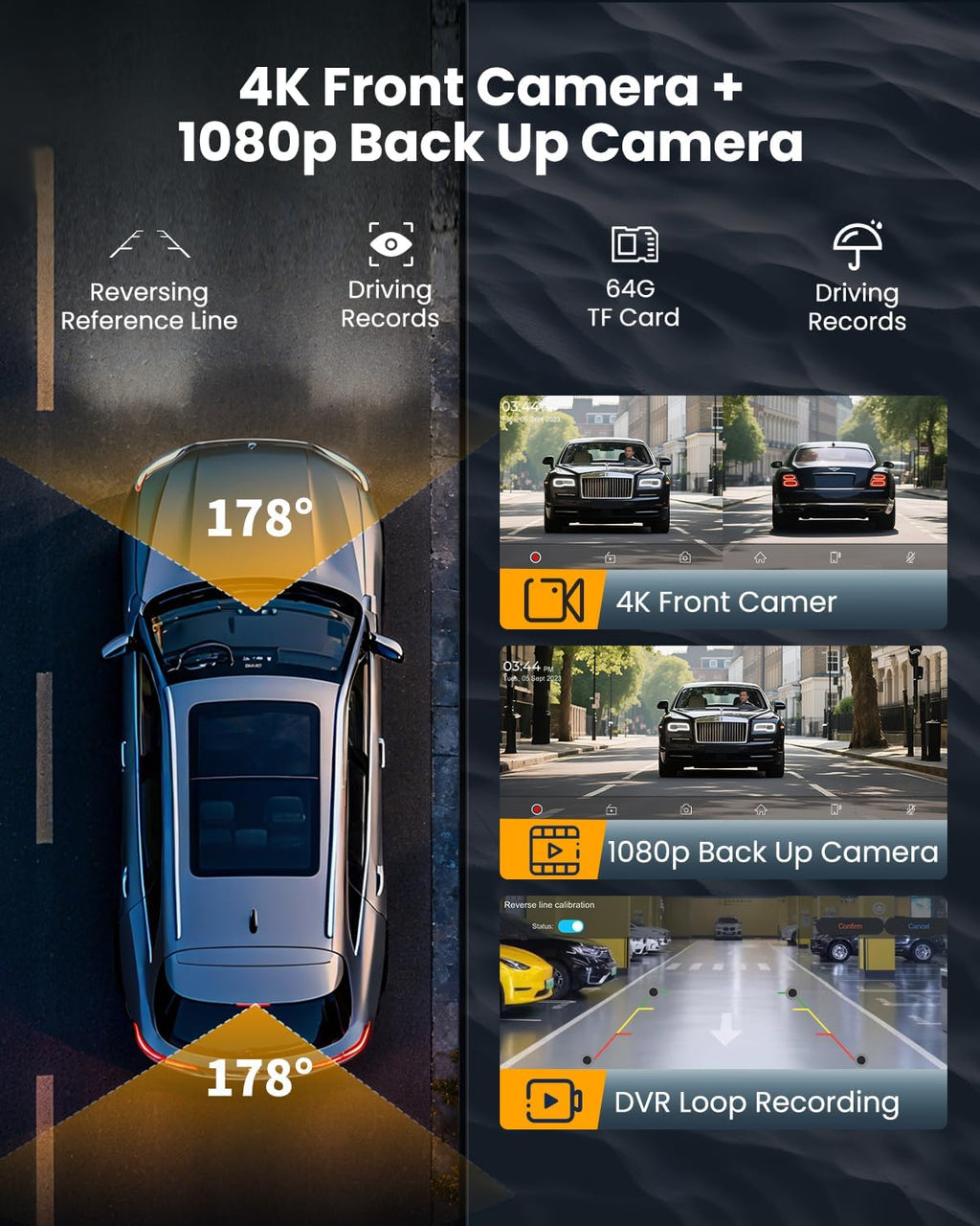Largest 11.5'Wireless CarPlay Screen for Car,Portable A-pple Car Play & Android Auto,HD Touchscreen with 4K Dash Cam,Backup Camera,Bluetooth, Navigation,Voice Control,GPS,Mirror Link, for All Vehicles