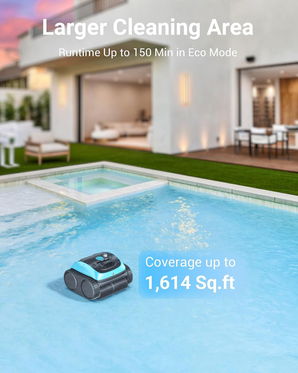 Pool Vacuum for Inground Pools, 4-in-1 Cordless Robotic Pool Cleaner for Above Ground Pools,Triple-Motors,Wall & Waterline Cleaning, App Support, OTA Upgrade up to 1,614 Sq.ft