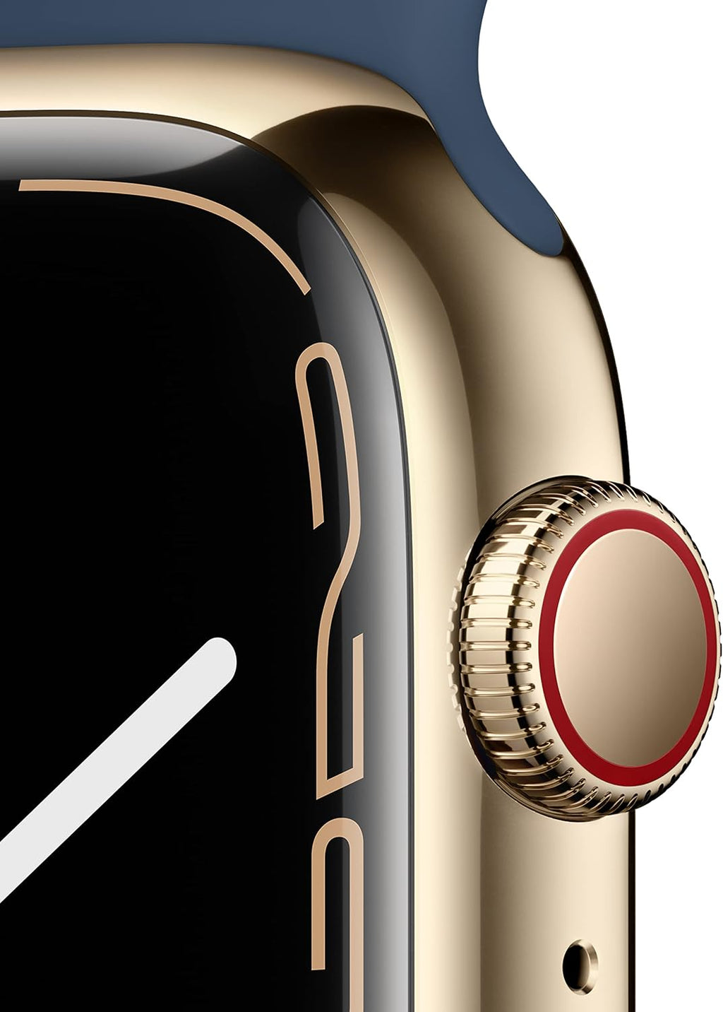 Apple Watch Series 7 (GPS + Cellular, 45MM) - Gold Stainless Steel Case with Abyss Blue Sport Band (Renewed)