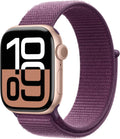 Apple Watch Series 10 [GPS + Cellular, 42mm] - Rose Gold Aluminum Case with Plum Sport Loop (Renewed)
