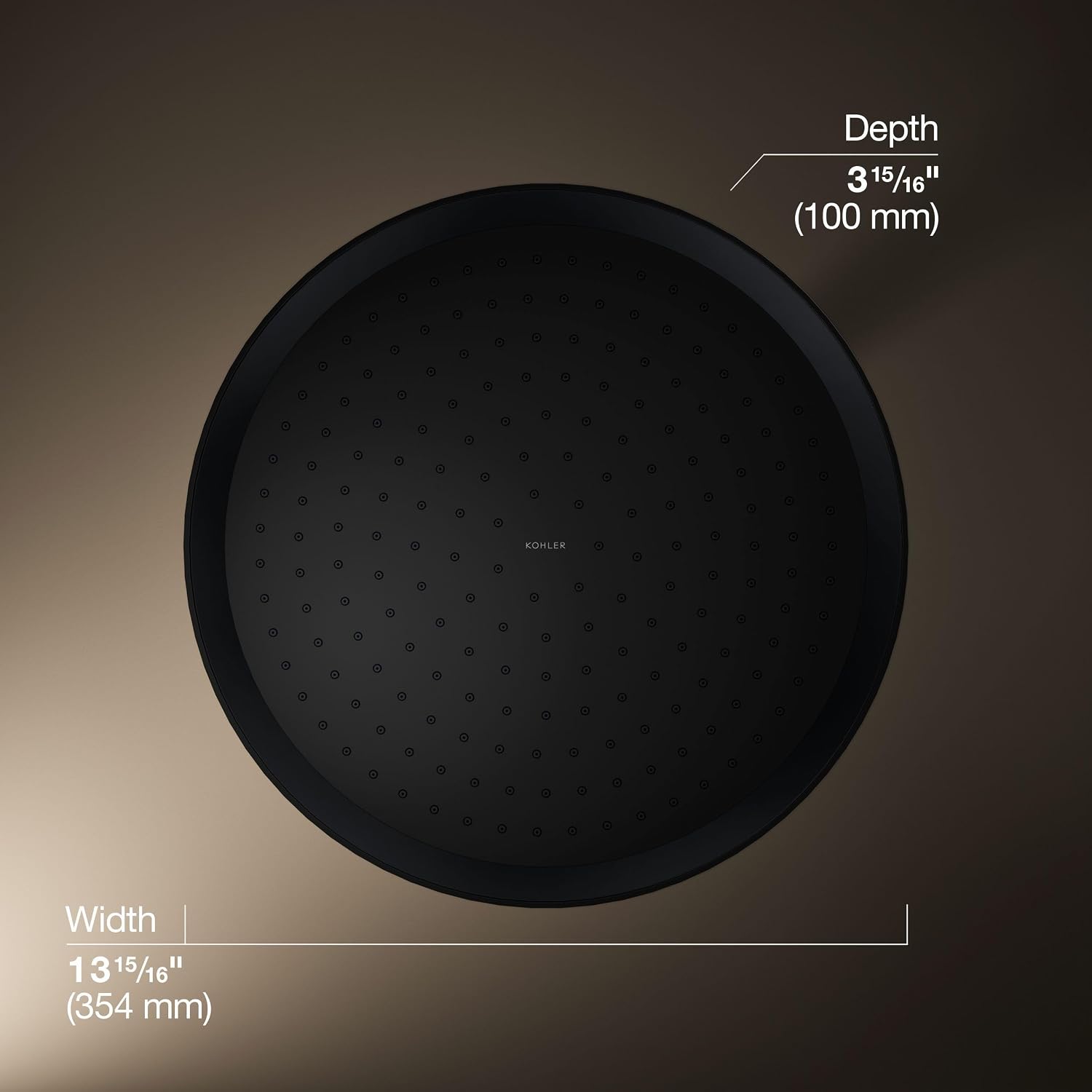 Kohler 26292-BL Statement® Round 14' single-function rainhead, 2.5 gpm, Matte Black