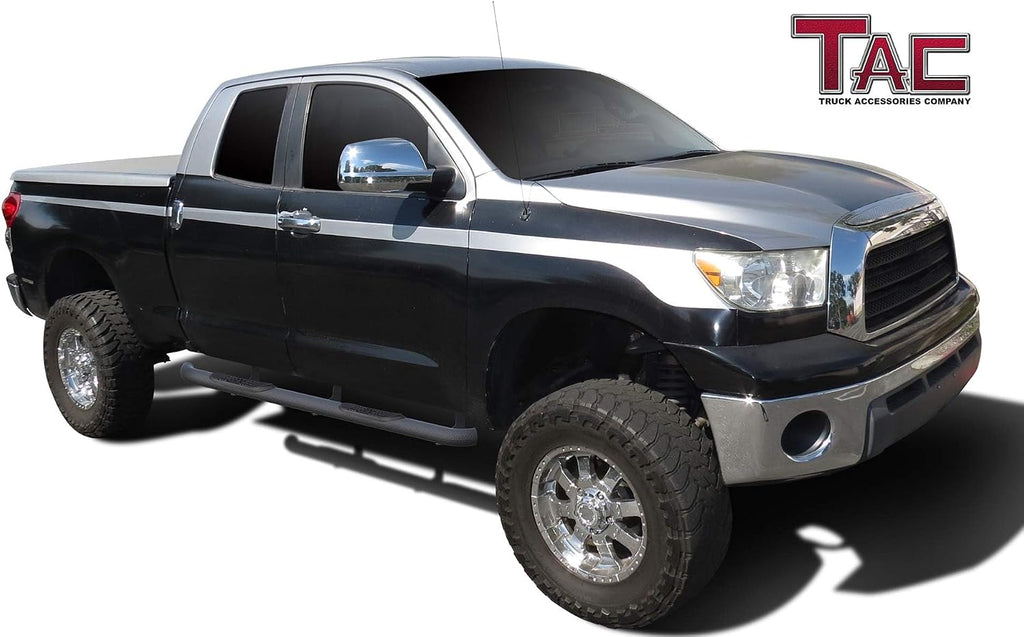 TAC Side Steps Running Boards Fit 2007-2021 Toyota Tundra Double Cab Truck Pickup 3' Texture Black Side Bars Nerf Bars Off Road Accessories