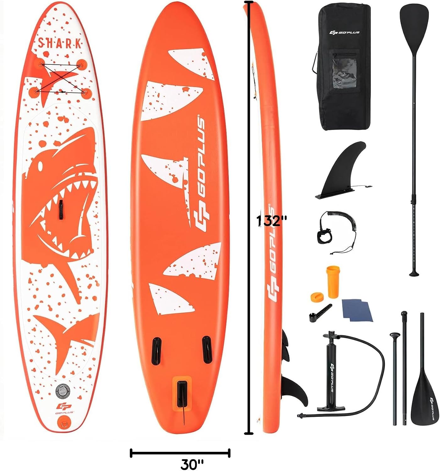 Goplus Inflatable Stand up Paddle Board, 10'/10.5'/11' SUP 6' Thick with Premium Accessories, Adjustable Aluminum Paddle, Leash, Carry Bag, Hand Pump, Removable Fin, ISUP for Adults