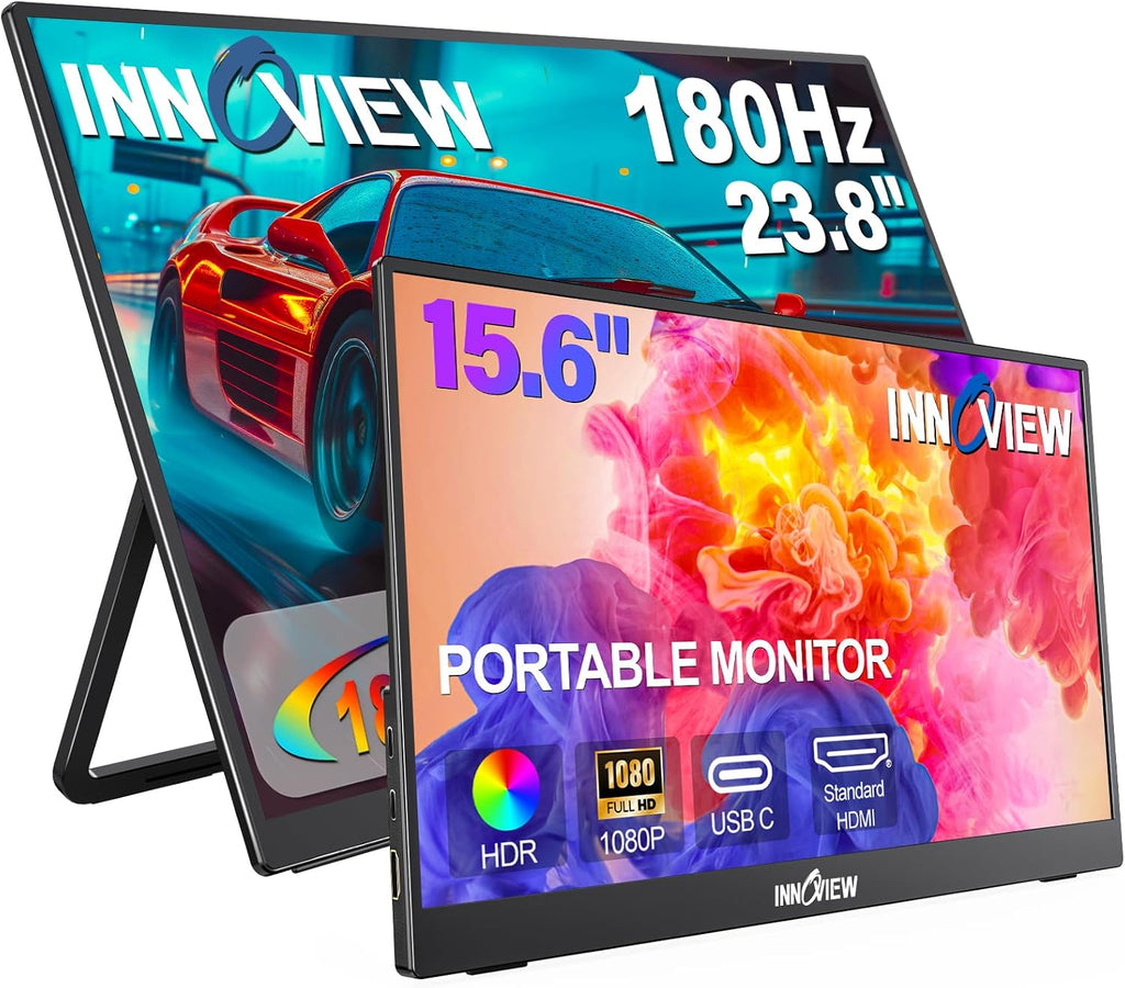 2K 180Hz Portable Gaming Monitor, 23.8' 2560x1440 QHD Fast IPS 115% sRGB Portable Monitor w/180° Adjustable Stand Type-C HDMI Eye Care External Second Screen for Laptop Phone PS4 PS5 Switch Xbox PC