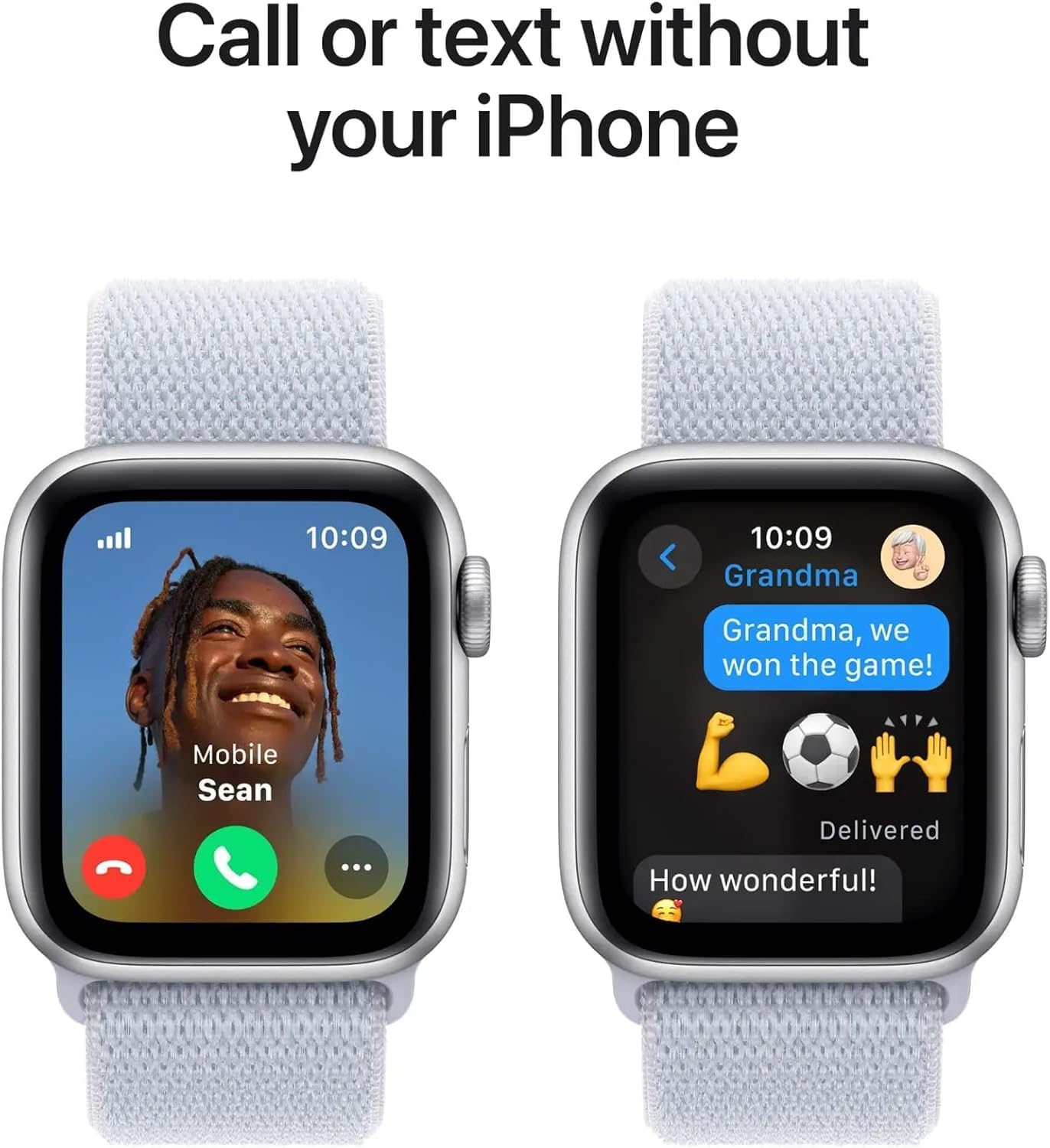 Apple Watch Series 10 [GPS + Cellular, 46mm] - Silver Aluminum Case with Blue Cloud Sport Loop, One Size (Renewed)