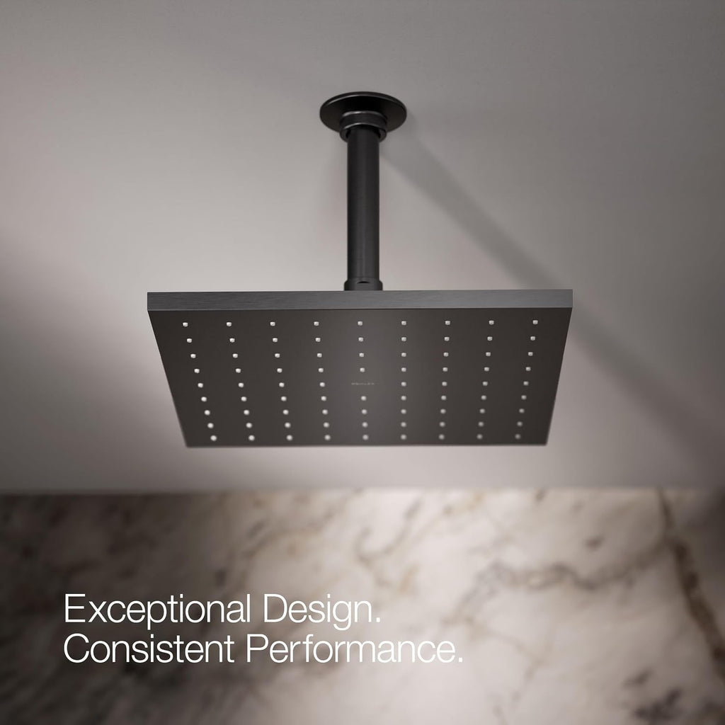 Kohler 13696-BGP Contemporary Square 10' single-function rainhead, 2.5 gpm, Vibrant Brushed Graphite