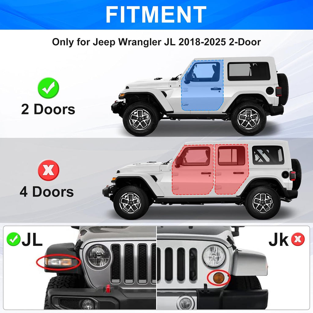 Running Boards Fit for Jeep Wrangler JL 2018-2023 2024 2025 Side Steps for JL 2 Door 7 Inch Rock Rail Steps DIY Painting White Panel Carbon Steel Rock Sliders