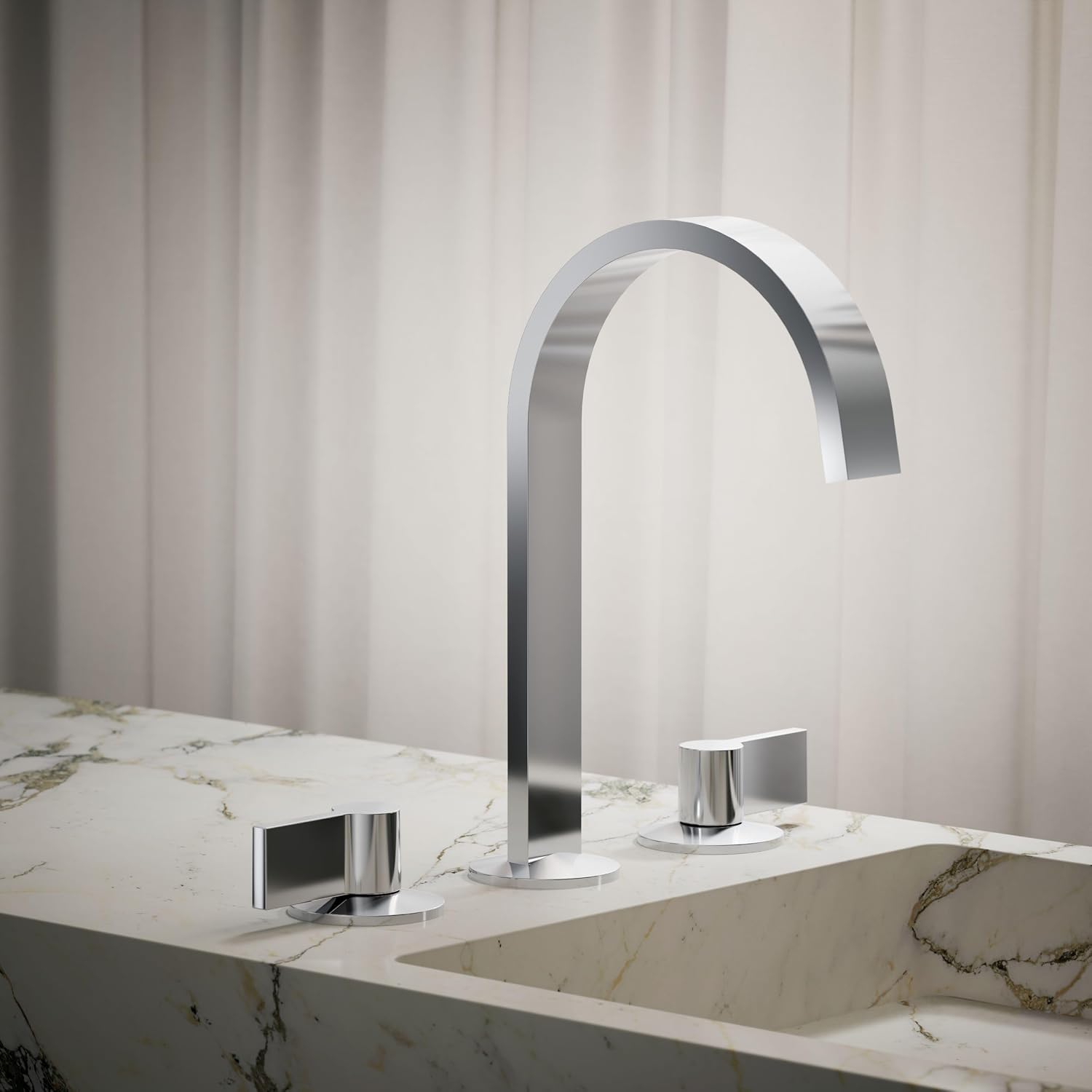 Kohler 77968-CP Components® Bathroom Sink Faucet spout with Ribbon Design, 1.2 gpm, Polished Chrome
