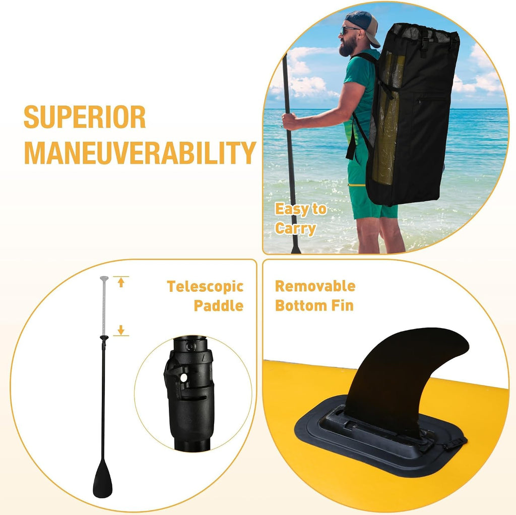 Inflatable Paddle Boards with Non-Slip Deck, Ultra-Light Stand Up Paddle Board Surf Board with Accessories & Carry Bag, Wide Stable Design for Adults and Youth