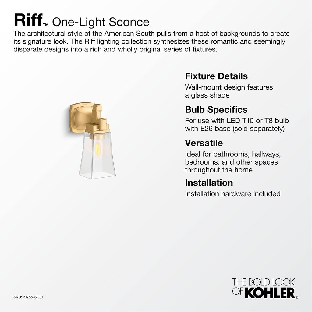 Kohler Riff 1 Sconce - Brushed Nickel