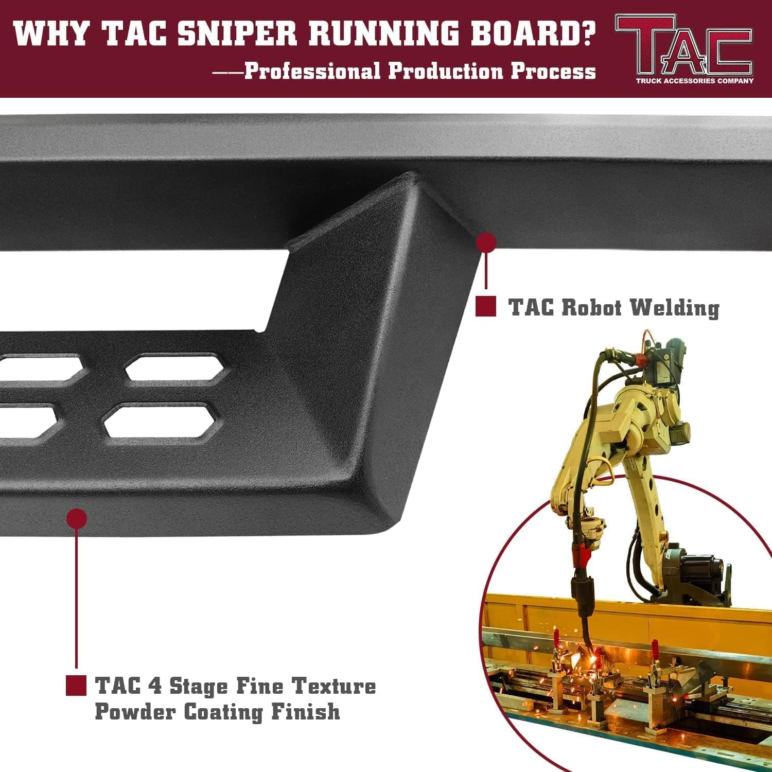 TAC Sniper Running Boards Fit 2007-2018 Silverado/Sierra 1500 EXT/Double Cab|2007-2019 2500/3500 EXT/Double Cab 4' Drop Side Steps Nerf Bars Automotive Exterior Accessories Fine Texture Black 2pcs