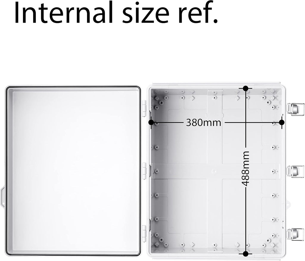 Gratury Junction Box, IP67 Waterproof Plastic Enclosure for Electrical Project, Hinged Grey Cover, Includes Mounting Plate and Wall Bracket 510×410×200mm (20'×16.1'×7.9')