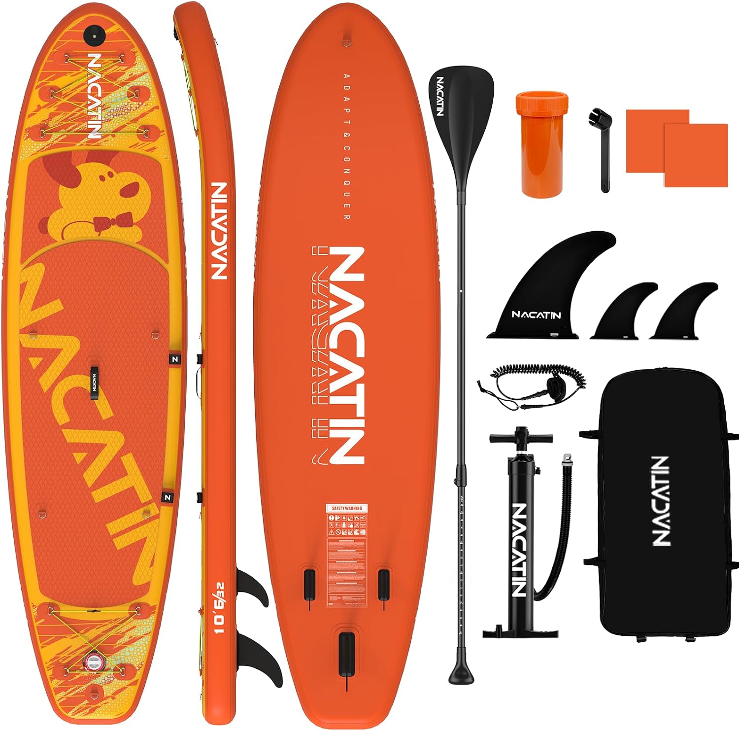NACATIN Inflatable Stand Up Paddle Board,10'6'Upgrade Version Blow Up Paddle Boards for Adults with Premium SUP Accessories& Backpack,Adjustable Paddle,Camera Mount,Hand Pump, for Lake, River, Yoga