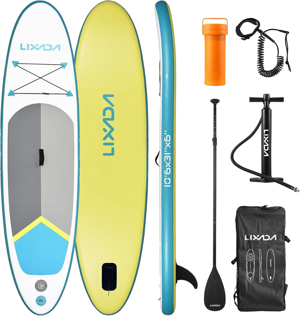 Lixada Inflatable Paddle Board Kit Inflatable Stand Up Paddle Board 12'6'x 32' x 6' with Backpack Non-Slip Deck Paddleboarding Complete Kit for Youth Adults