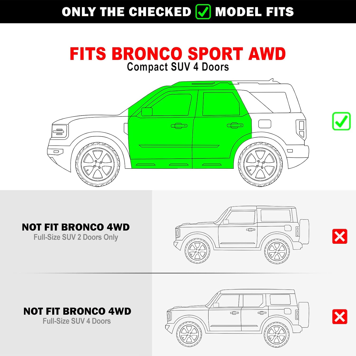 APS (Stainless Steel Black Powder Coated 6 inches) Running Boards Nerf Bars Side Steps Compatible with Ford Bronco Sport 2021-2026 Sport Utility 4-Door