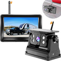 Wireless Backup Camera Solar Magnetic for RV Car Trailer Truck Camper 5th Wheels Hitch Towing No Wiring No Drilling Rechargeable Night Vision Portable Backup Camera with 5' 1080P HD 2-Split Monitor