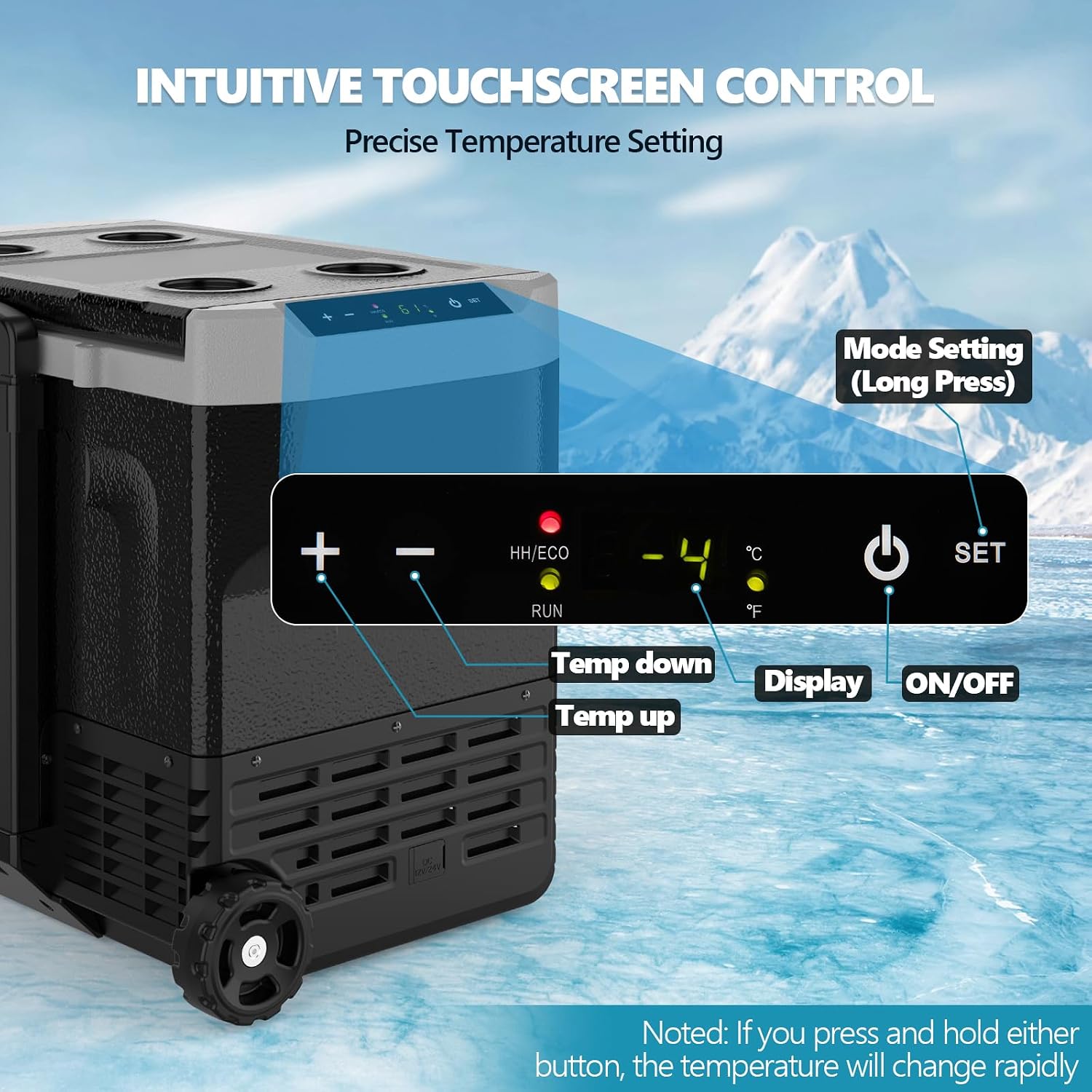 Kndko 12 Volt Car Refrigerator, 42 Quart Dual-Zone Portable Electric Cooler, Large Car Fridge with 12V/24V DC/100-240V AC Charger, -4℉~68℉, 12v Cooler with Wheels& Baskets for Road Trip, Camping