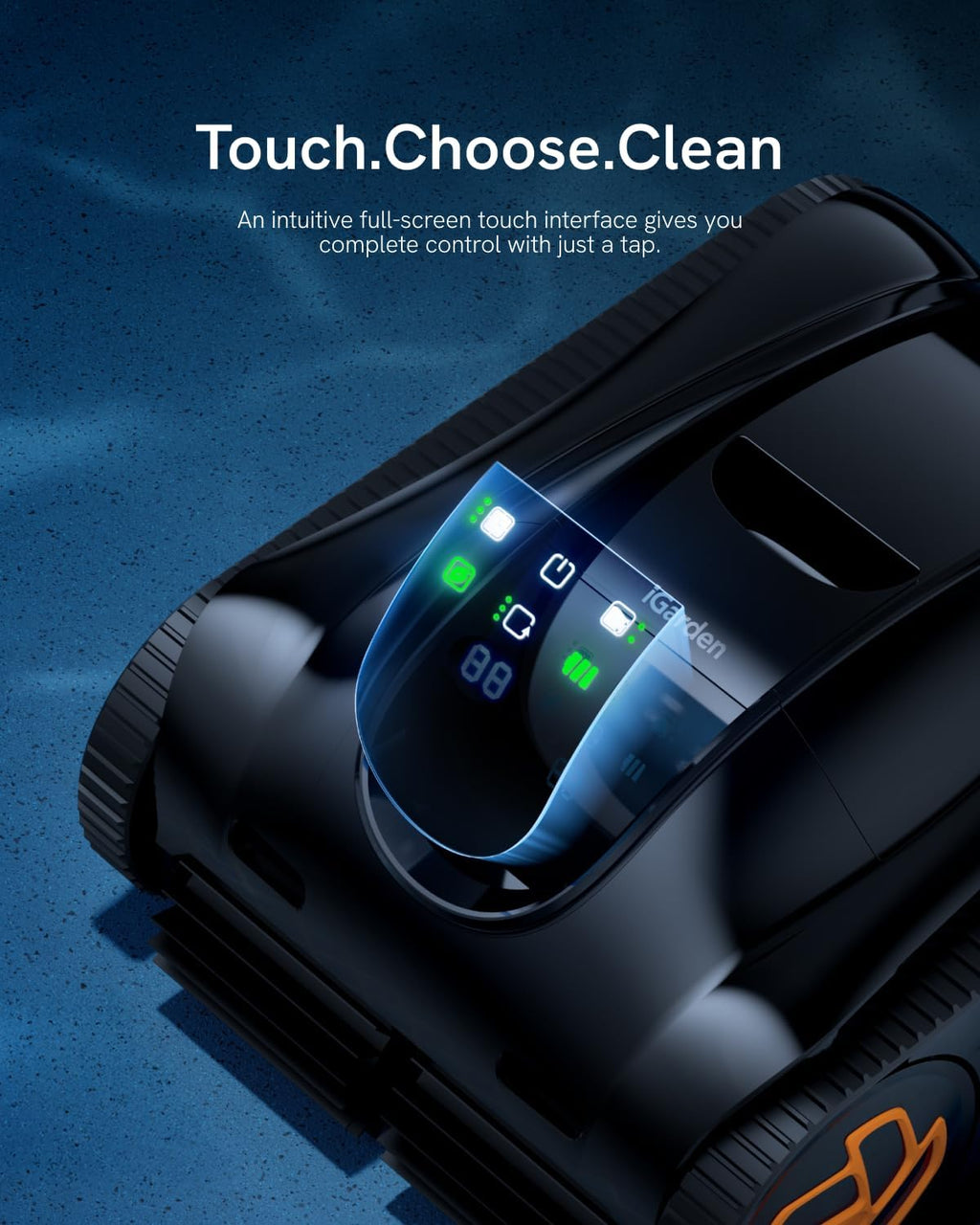 iGarden K70 Robotic Pool Cleaner K Series, 7H Battery Life Cordless Robotic Pool Vacuum, Turbo 200% Suction, Smart 3D Navigation, Touchscreen, for Inground Ground & Above Ground Pools, Black