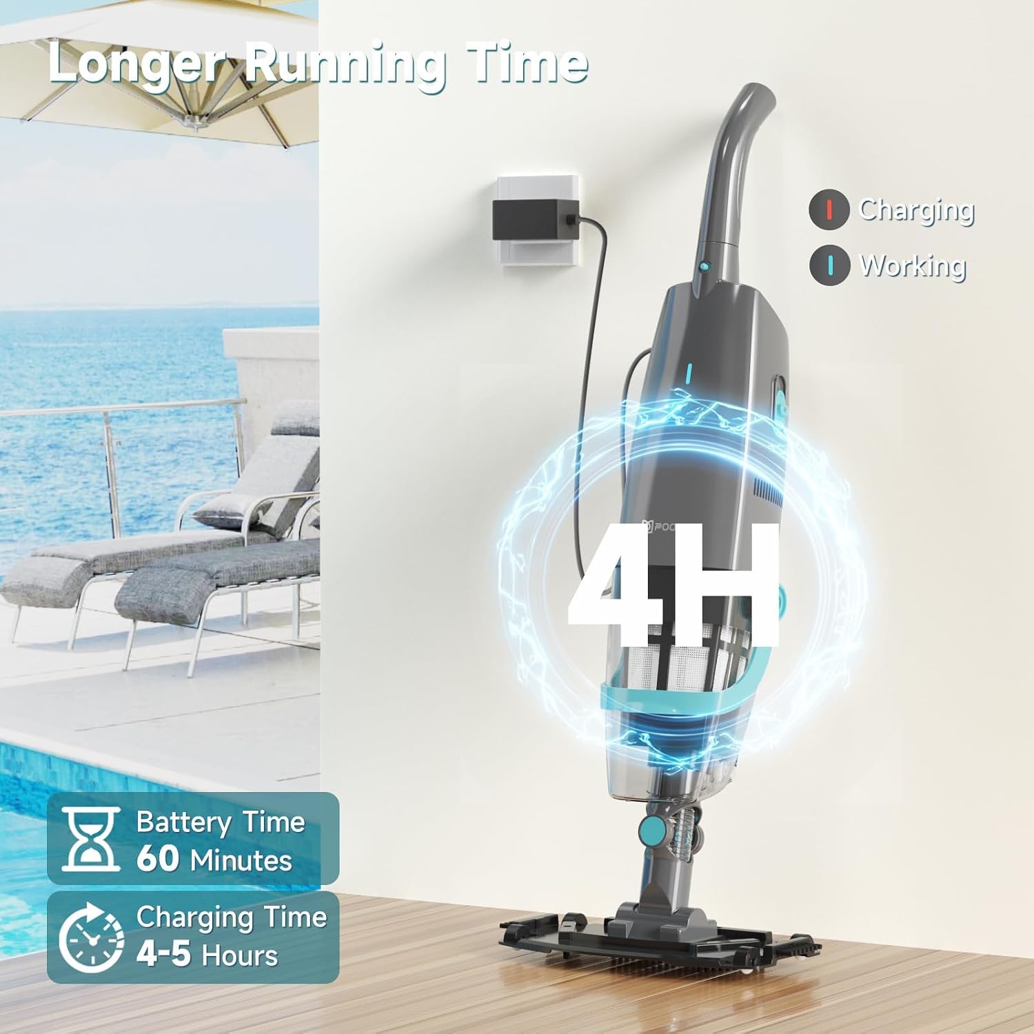 PoolMr Cordless Handheld Pool Vacuum, Rechargeable Pool Cleaner with 18.5 Gal/Min Suction, 60 Min Runtime, Dual-Phase Cleaning System, for Above Ground Pools, Spas, Hot Tubs,Black(New Version)