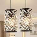 Black Pendant Lights Kitchen Island, Mini Crystal Modern Kitchen Pendant Lighting Over Sink with 10.2' Clear Glass Shade Chandeliers, Adjustable Pendant Light Fixture for Dinning Room Bedroom Entryway