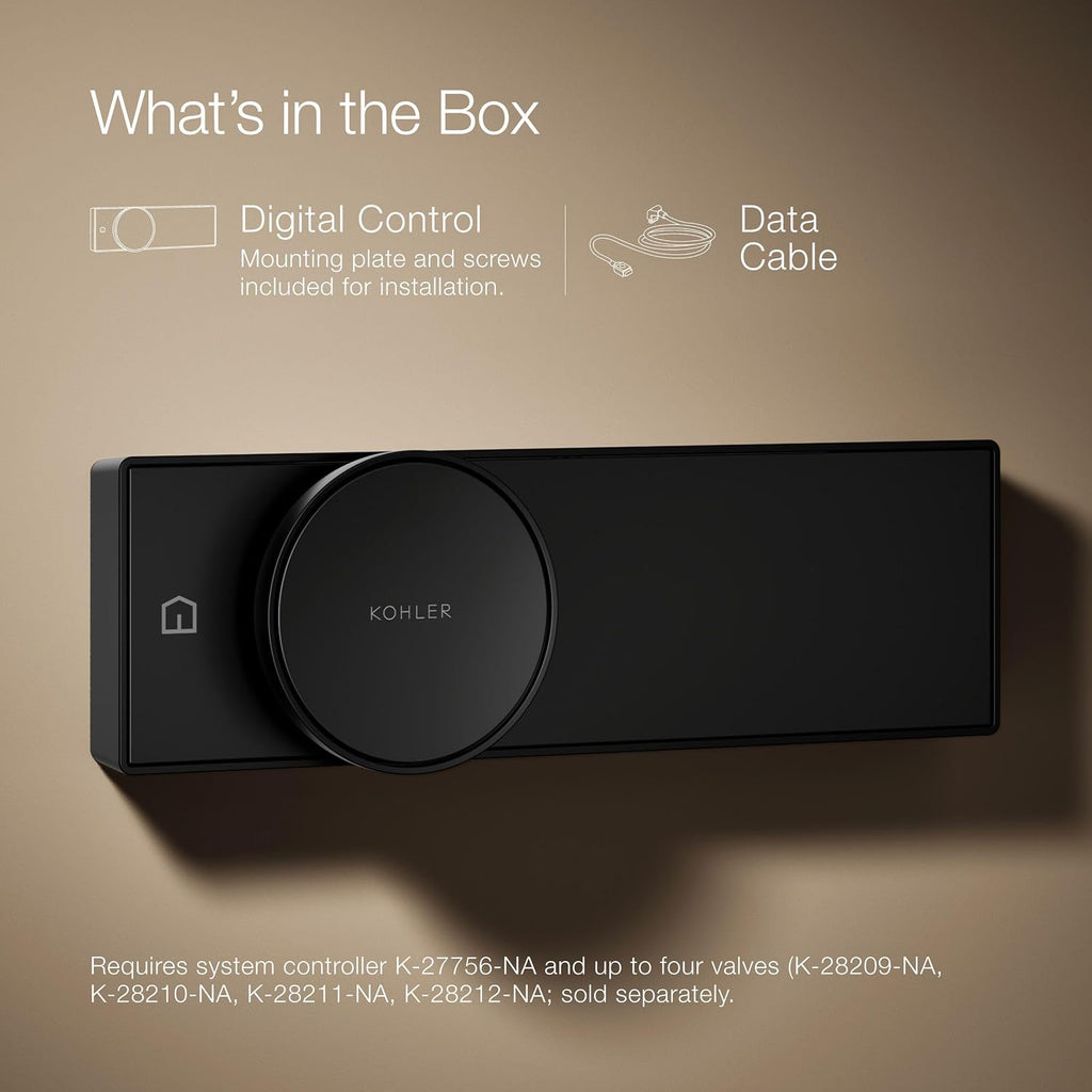 KOHLER Anthem + Digital Control Steamhead in Matte Black, Large Dial for Easy Temperature and Flow Rate Adjustment, Features System Warm-Up and Pause Option, Includes Optional Flow Restrictor