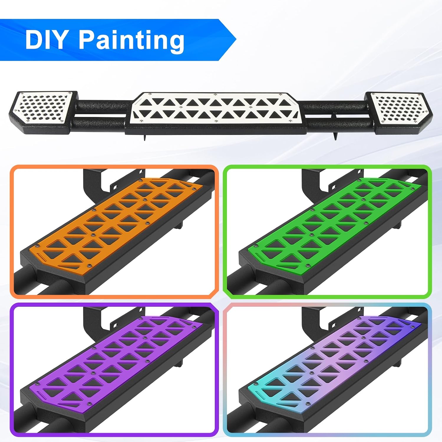 Running Boards Fit for Jeep Wrangler JL 2018-2023 2024 2025 Side Steps for JL 2 Door 7 Inch Rock Rail Steps DIY Painting White Panel Carbon Steel Rock Sliders
