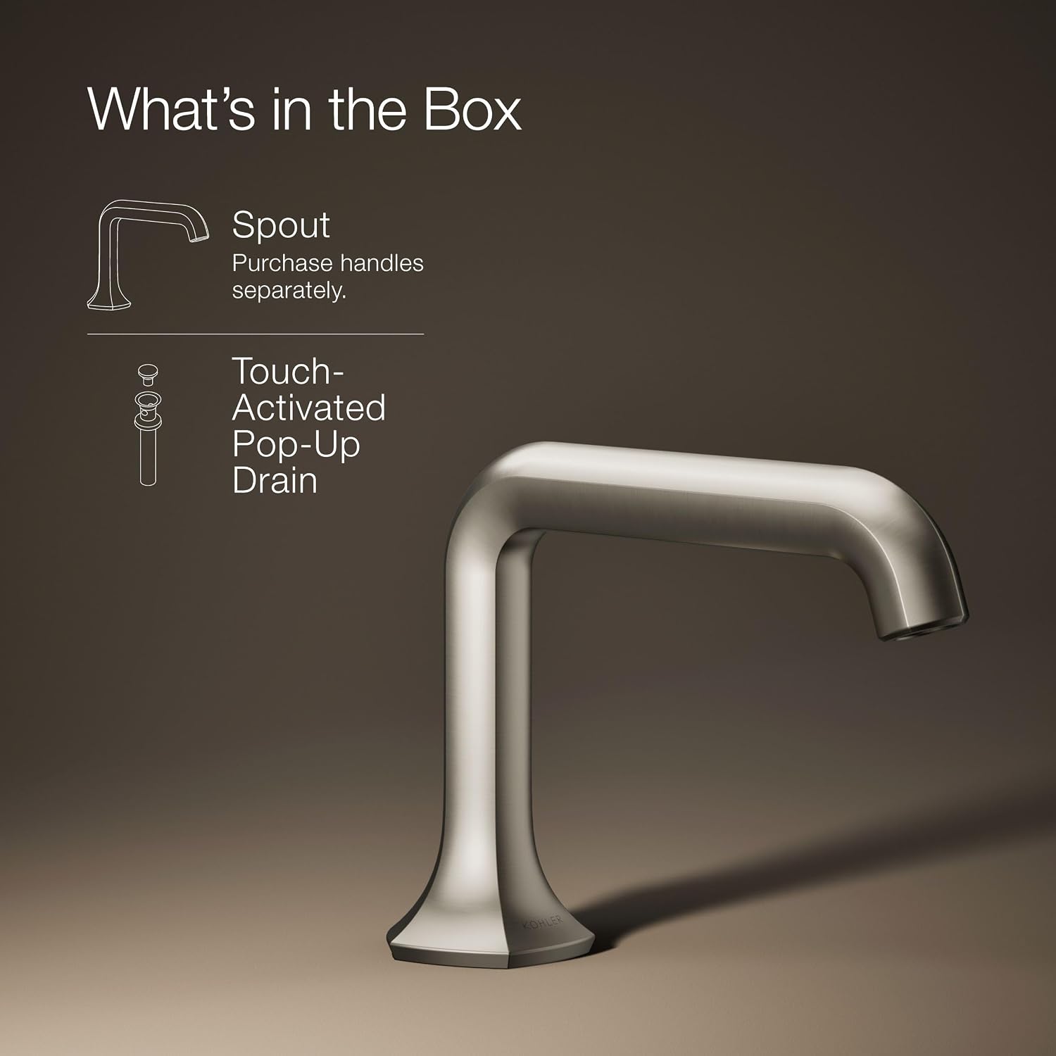 Kohler 27009-BN Occasion® Bathroom Sink Faucet spout with Straight Design, 1.2 gpm, Vibrant Brushed Nickel