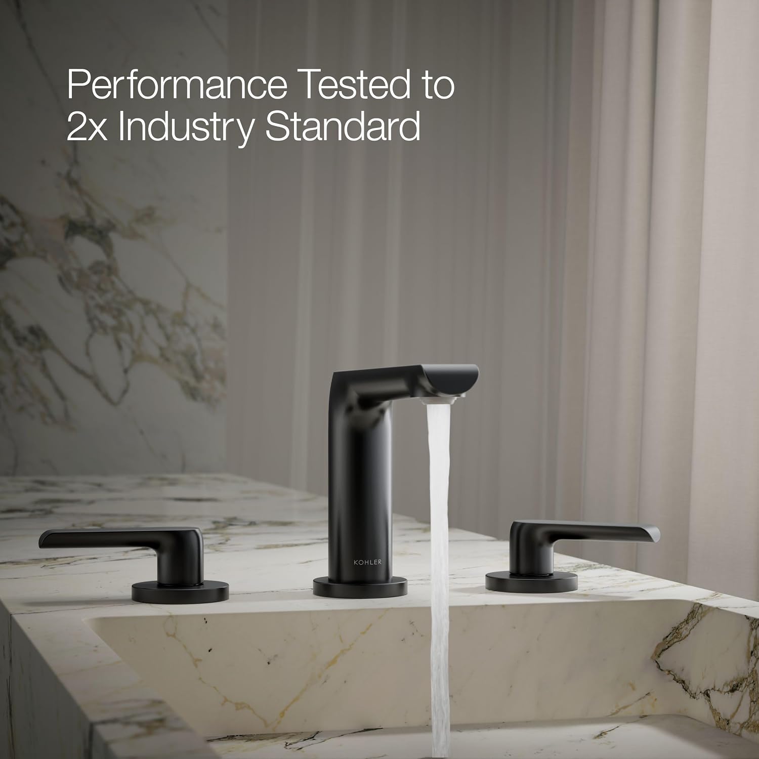 Kohler 97352-4-BL Avid® Widespread Bathroom Sink Faucet, 1.2 gpm, Matte Black