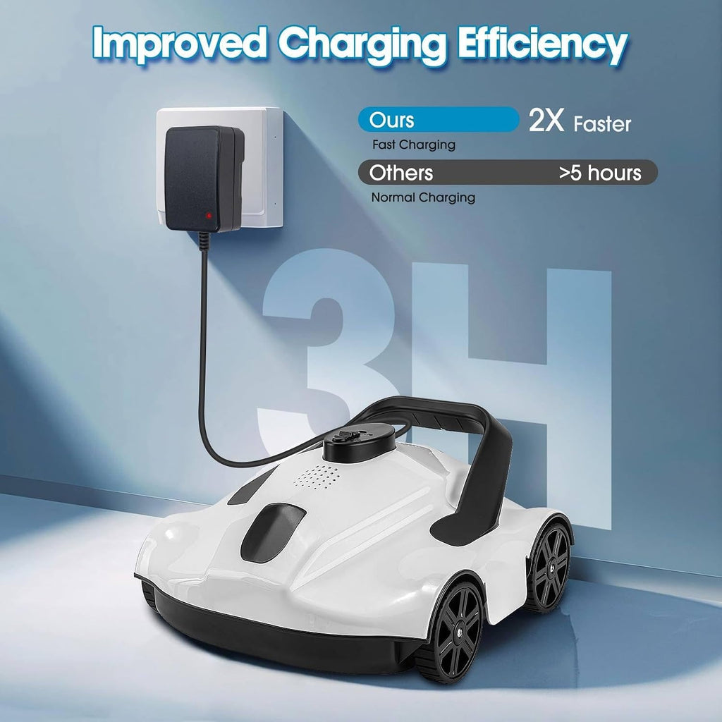Corded APP Robotic Pool Cleaner with Smart Mapping Tech, Pool Vacuum Robot with Powerful Suction, Automatic Pool Vacuum, Applies to for In-Ground Pools 1076 Sq.Ft Coverage,White