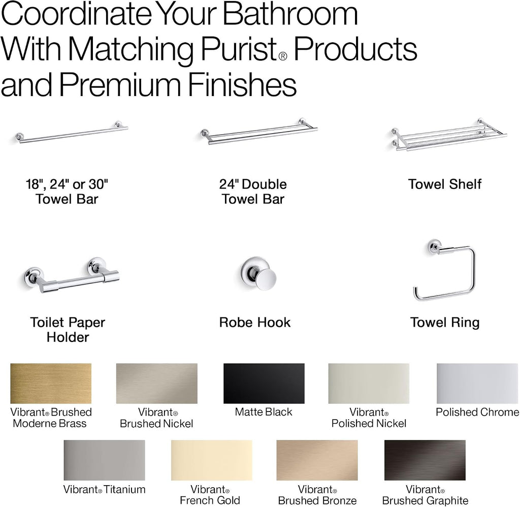 Kohler 14375-BN Purist® 24' Double Towel bar, Vibrant Brushed Nickel