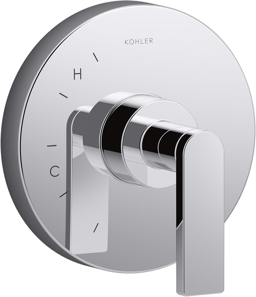 KOHLER K-TS73115-4-CP Composed Valve Trim with Lever Handle For Rite-Temp Pressure-Balancing Valve, Not Included, Polished Chrome