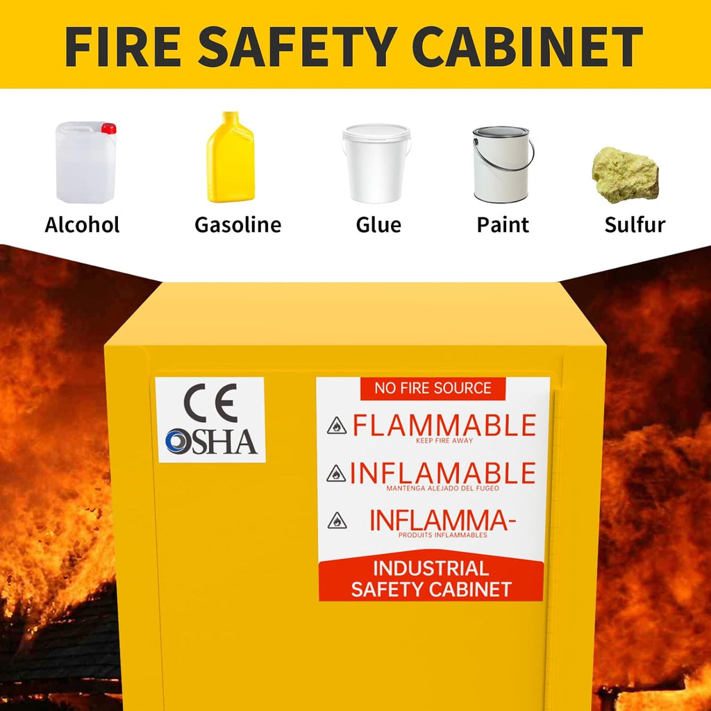 55 Gallon Flammable Cabinet, Galvanized Steel Flammable Storage Cabinet, Adjustable Shelf for Commercial Industrial Home Use 35H x 23W x 23D
