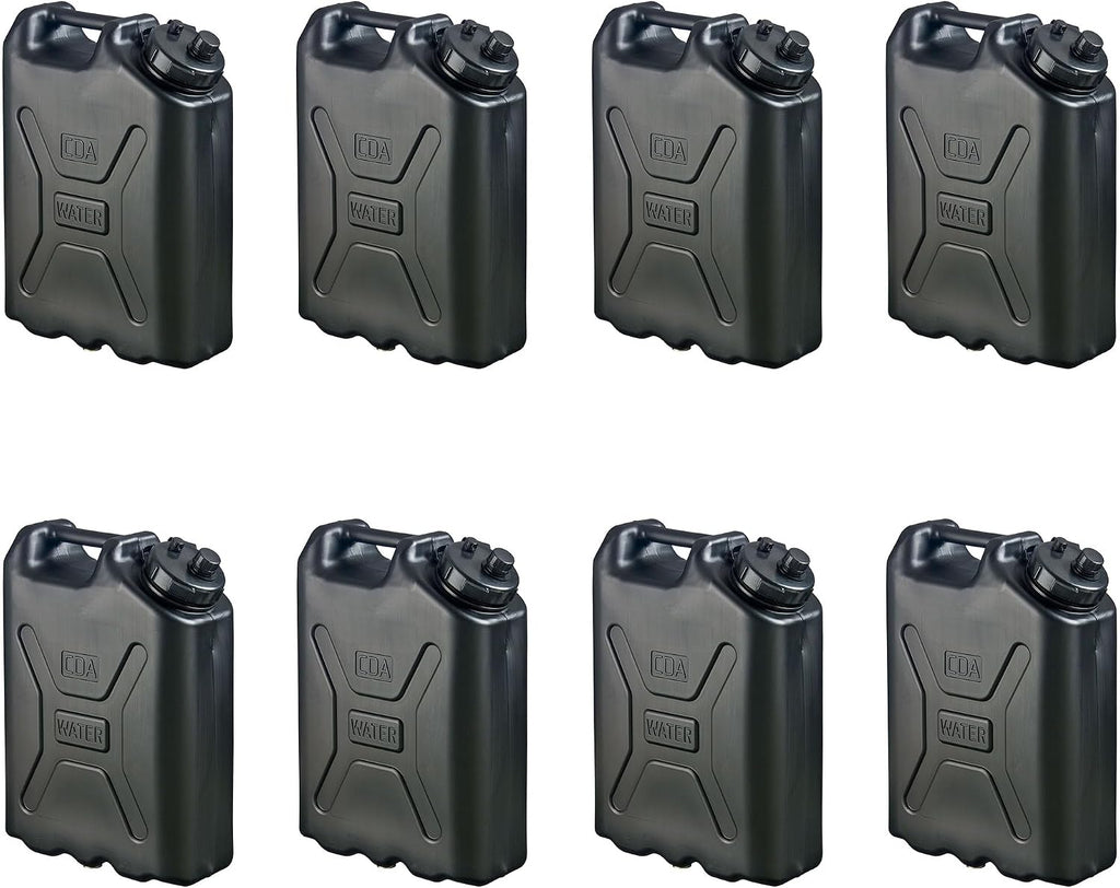 Scepter 8-Pack Military Water Container for Camping/Emergency/Off-Road, 5 Gallon, Black