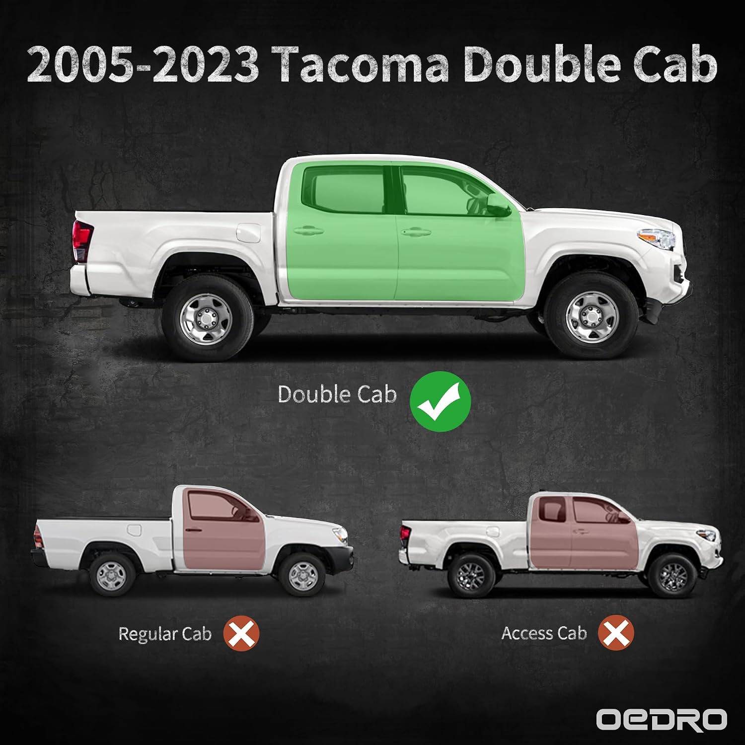 OEDRO 6 inch Running Boards Compatible with 2005-2023 Toyota Tacoma Double Cab, Upgraded Paintable Side Steps, Black Textured Heavy Duty Truck Nerf Bars