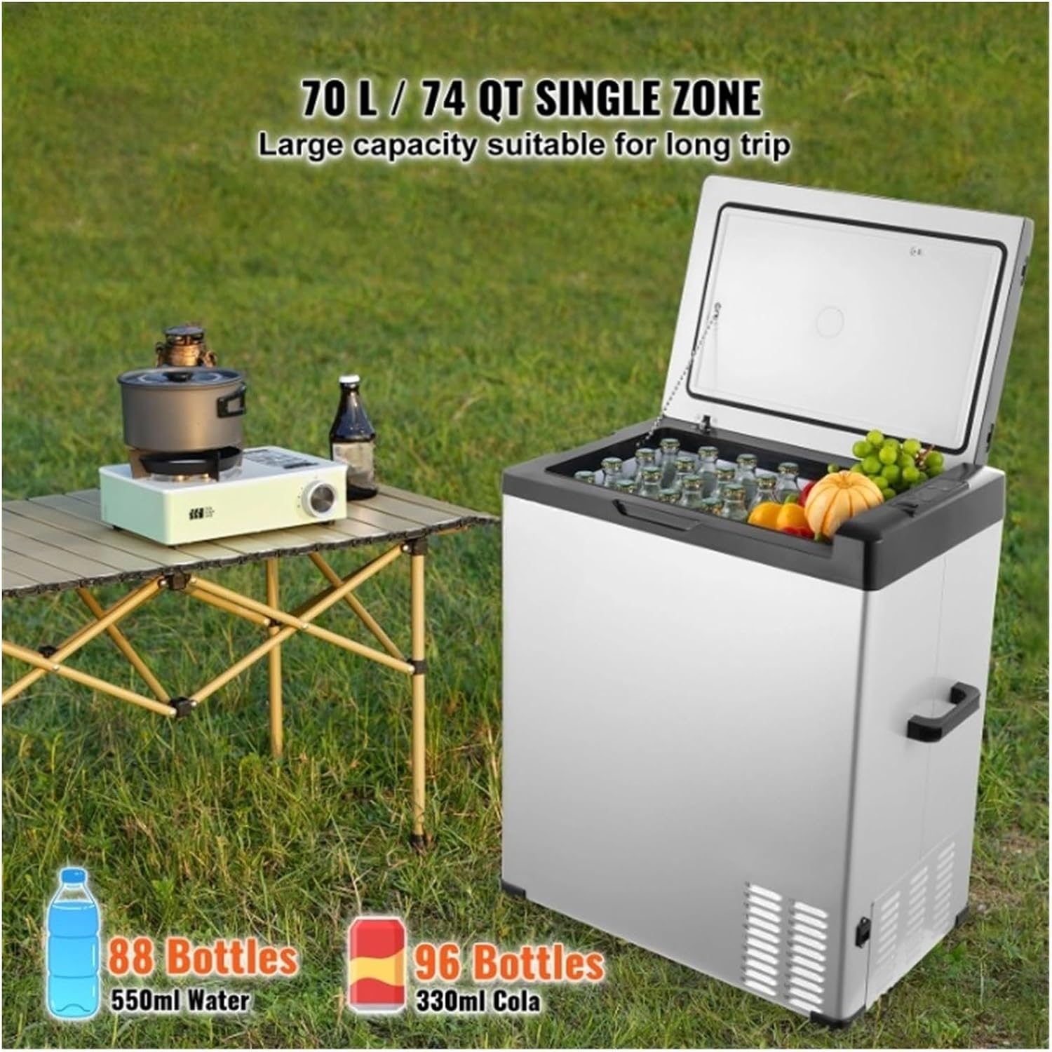 Car Refrigerator 12 Volt 70 L Single Portable Freezer 12/24V DC And 100-240V AC Compressor Cooler For Outdoor Camping RV