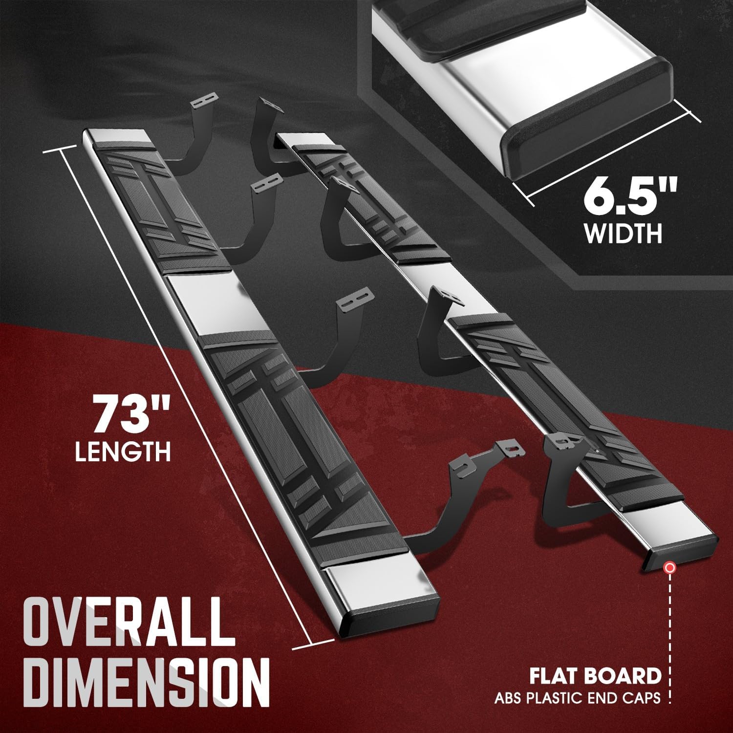 DNA Motoring 6.5' Running Boards Side Steps Compatible with Toyota Tundra Extended Cab 2022-2024, with Mounting Brackets, STEPB-U-TD22-T1-E