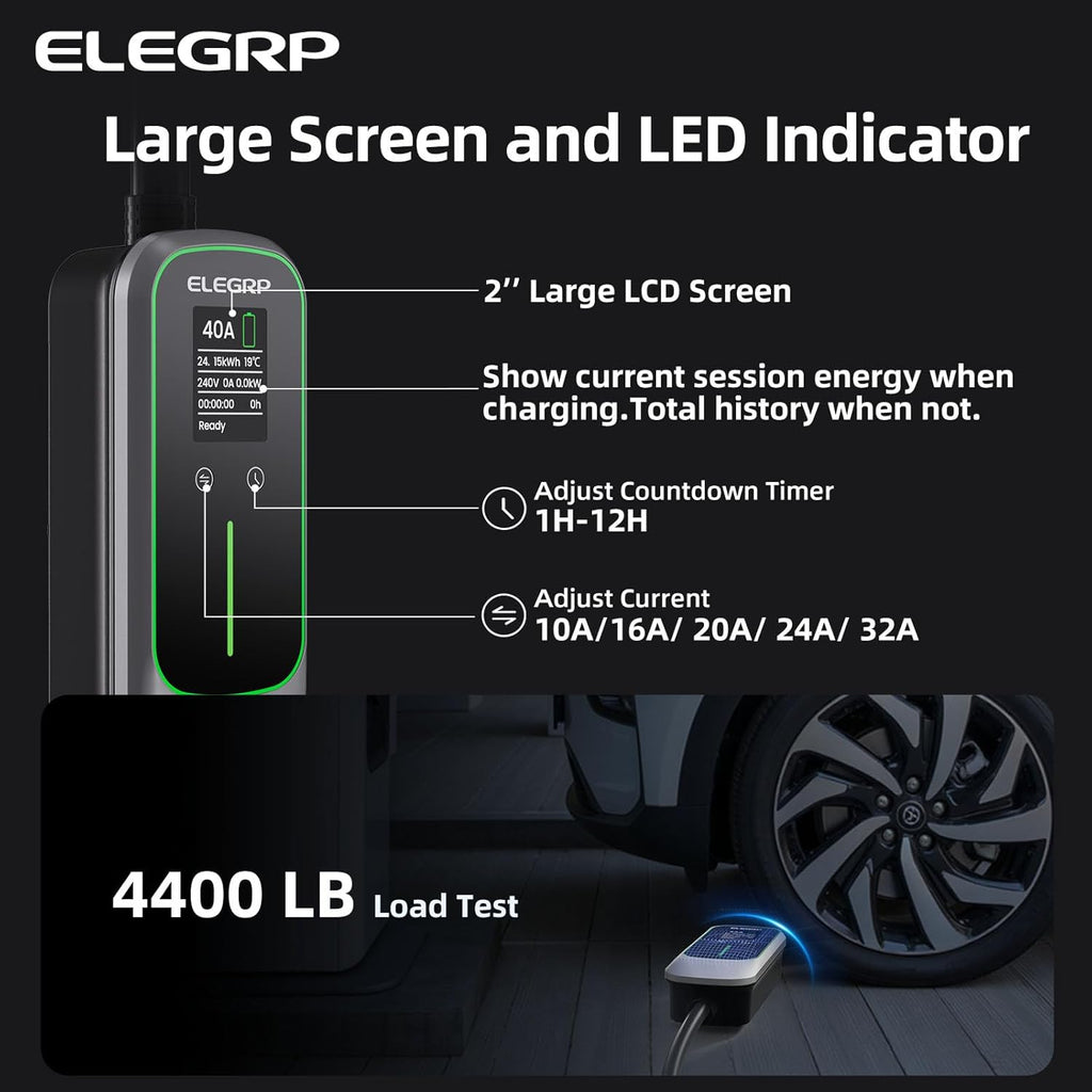 ELEGRP Level 2 EV Charger 40 Amp, Home & Portable Electric Car Charging Station with 16FT J1772 Charger and NEMA 14-50 Plug, 9.6kW for BEVs & PHEVs, ETL Certified PBE & LCR Tech