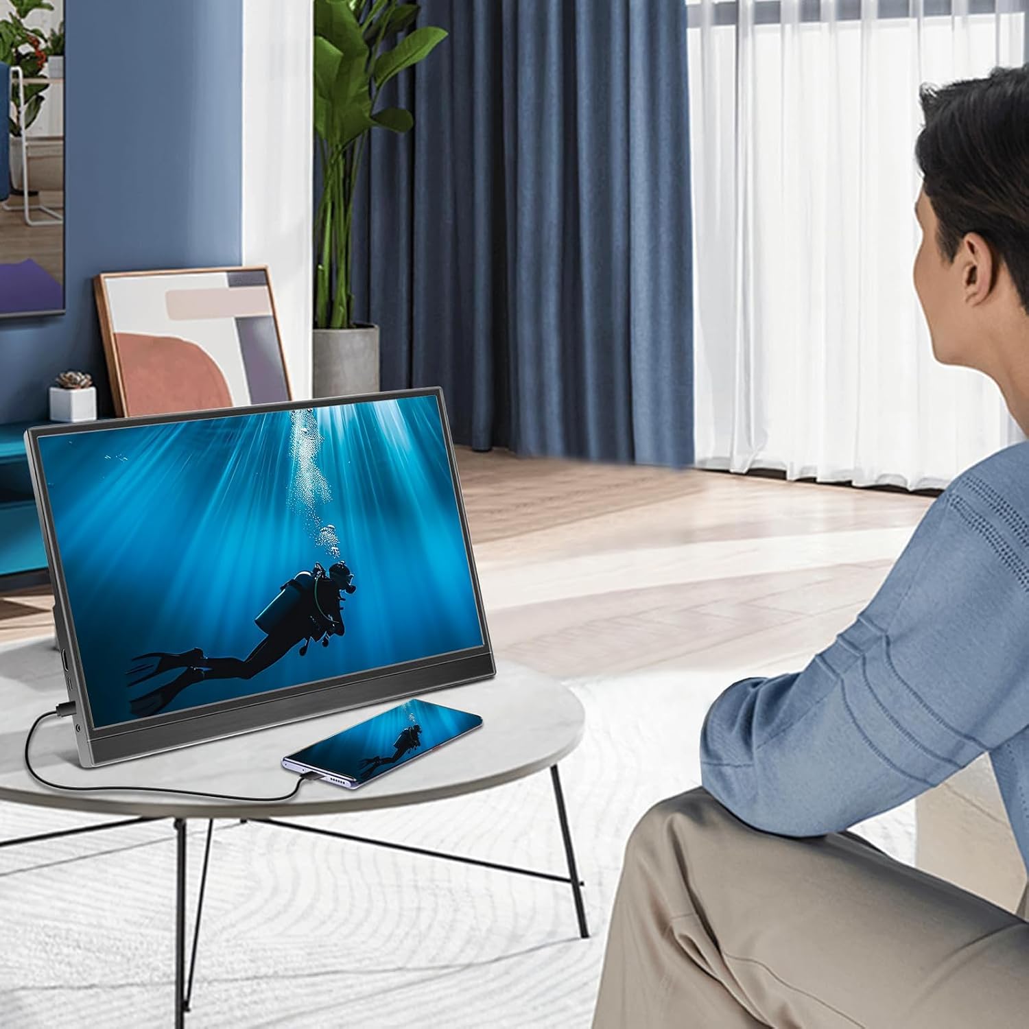 16inch 1920X1200 Portable Monitor with 60Hz Refreshing Rate 16:10 with Speakers Monitor for Laptop Gaming Consoles Portable Display