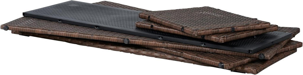 happimess TRK1001B Nino 47.24' Modern Minimalist Outdoor Faux Wicker Deck and Patio Storage Box, Brown, Soft-Close, for Package Delivery, Patio Furniture, Cushions, Gardening Tools, Pool Supplies
