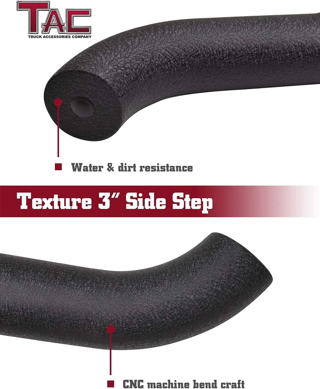 TAC Side Steps Running Boards Fit 2007-2021 Toyota Tundra Double Cab Truck Pickup 3' Texture Black Side Bars Nerf Bars Off Road Accessories