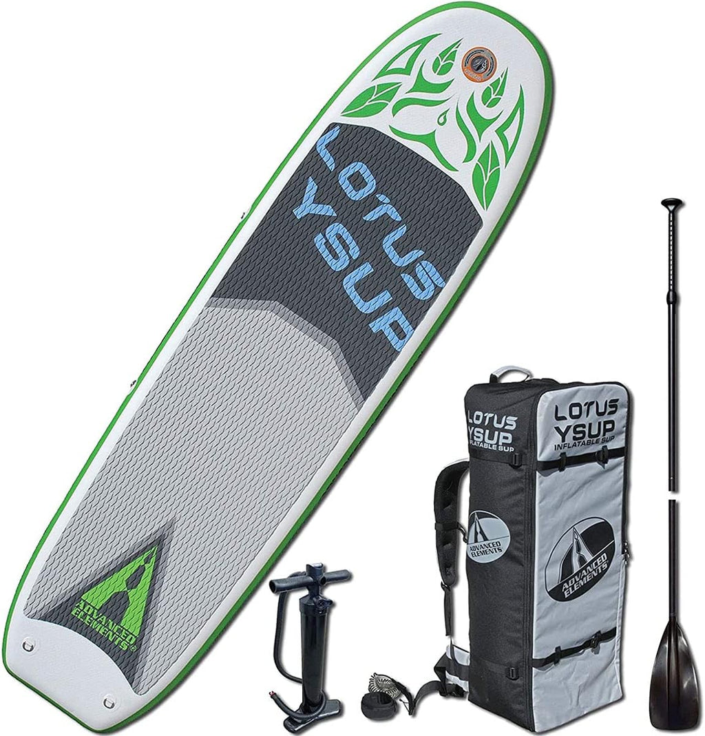 ADVANCED ELEMENTS Lotus Yoga Inflatable Stand Up Paddle Board & Pump, White, 10ft (AE1062-G)