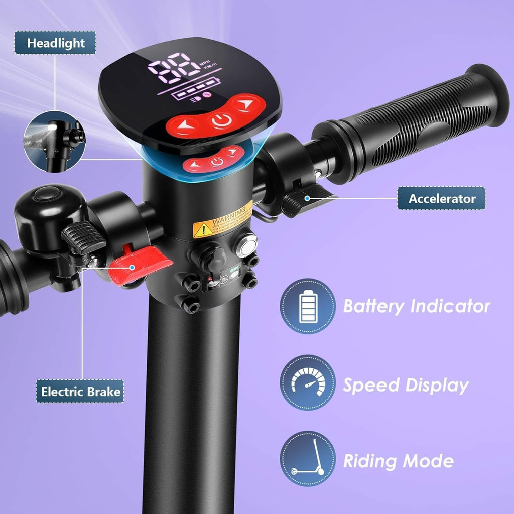 Caroma Electric Scooter Adults Peak 450W, 16-21 Miles Range E Scooter, Safe Speed Control Scooter with Smart LED Display Max 16 MPH, Lightweight Foldable E-Scooter,Electric Scooter for Kids,Gift Idea