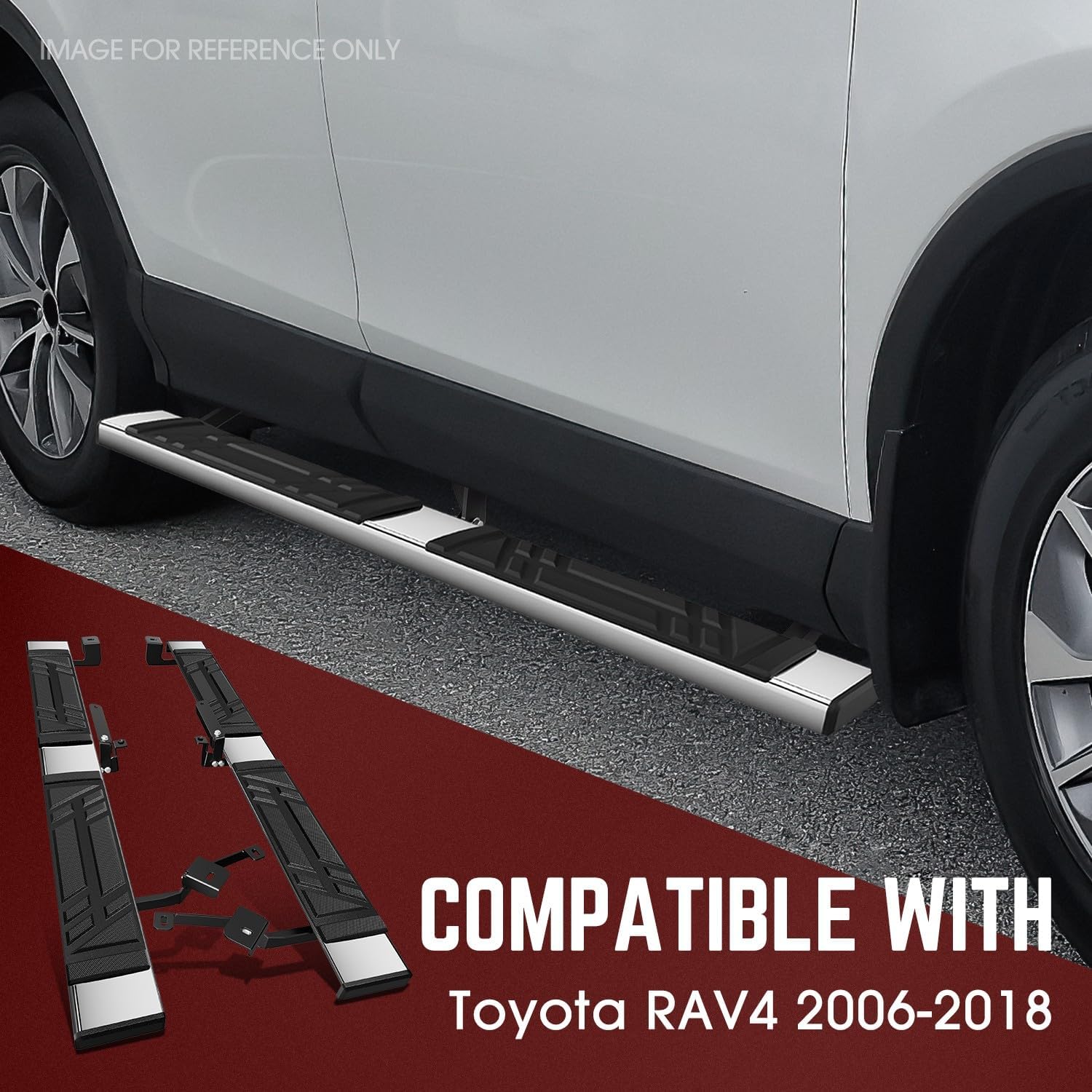 DNA Motoring 6.5 Inches Flat Board Side Steps Running Boards Compatible with Toyota RAV4 2006-2018, STEPB-U-RAV406-T1